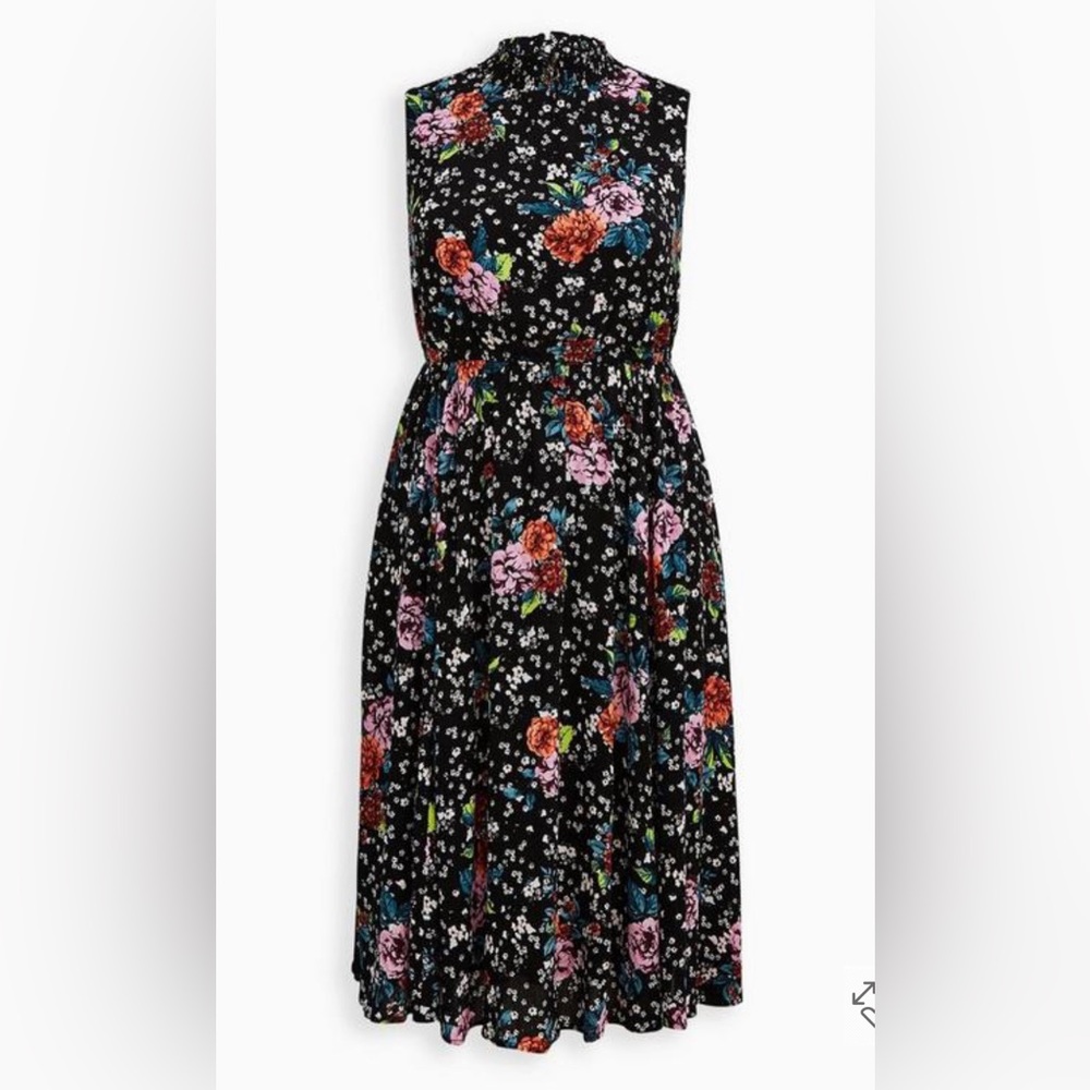 NWT Torrid Midi Floral Mock Neck Dress Pockets Size 2 Plus Size Professional